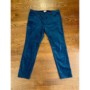 Loft W Size 16 Brushstroke Blue Velvet Sutton Skinny Ankle Pants